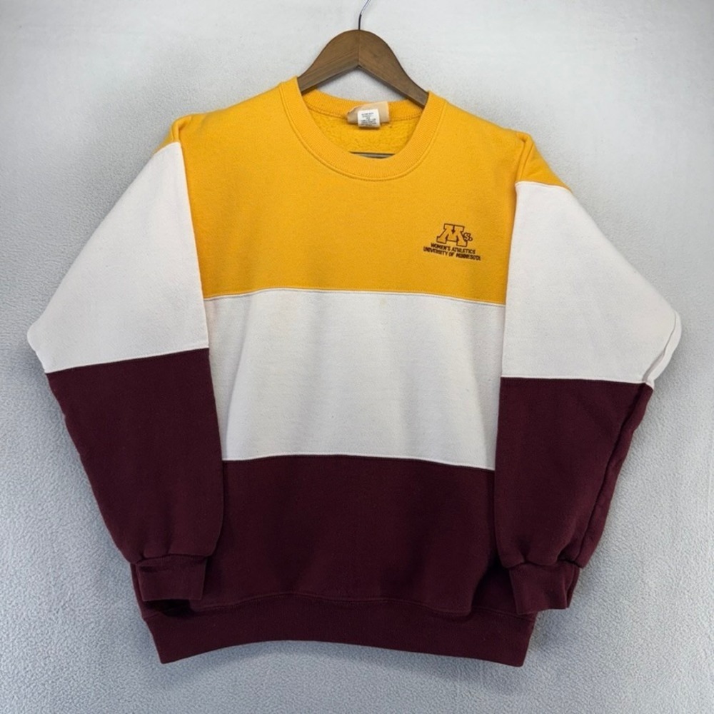Vintage University of Minnesota Sweatshirt Men's Large Yellow Red Colorblock 90s